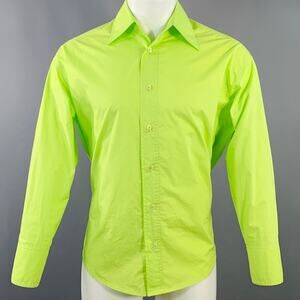 MM6 MAISON MARGIELA Size XS Green Neon Cotton Pointed Collar Long Sleeve Shirt